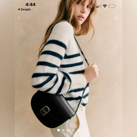 Sézane ecru and navy baby mohair Louise Jumper in XL - Picture 1 of 8